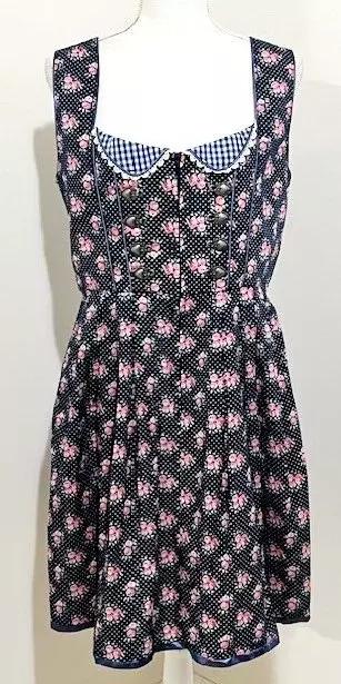 GloryStar Blue Floral German Dirndl Dress Women's Size L NWT