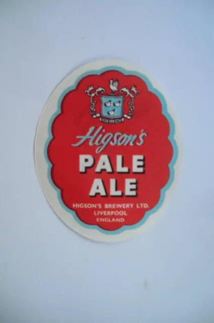 Higson's Liverpool Pale Ale Brewery Beer Bottle Label T2