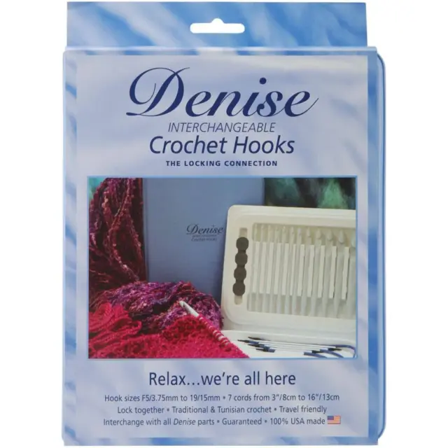 Denise Interchangeable Afghan/Tunisian Crochet Hook Set - Blue/Grey Set of 12