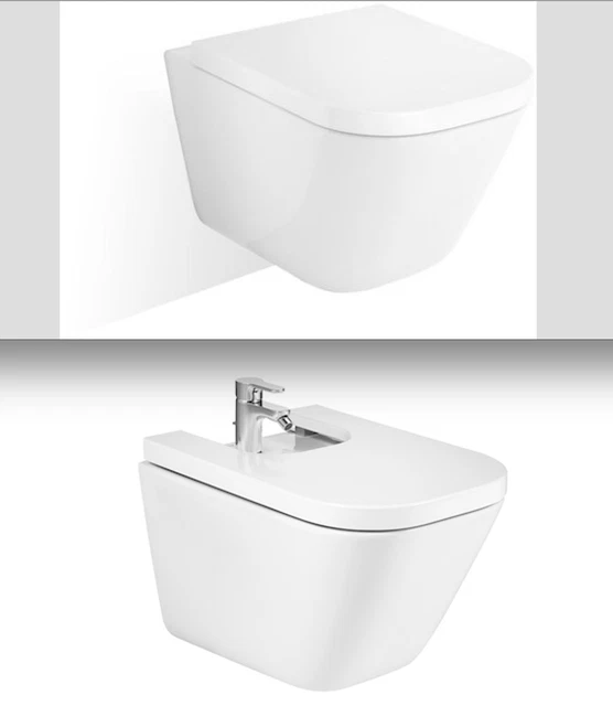 ROCA GAP WALL Hung Rimless WC Toilet and Bidet + Soft Closing Seat