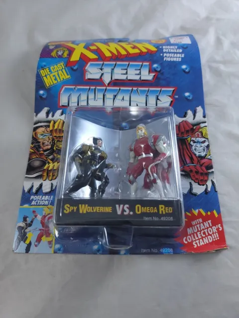 Toy Biz X-Men Steel Mutants Spy Wolverine vs Omega Red Metal Action Figures 1994