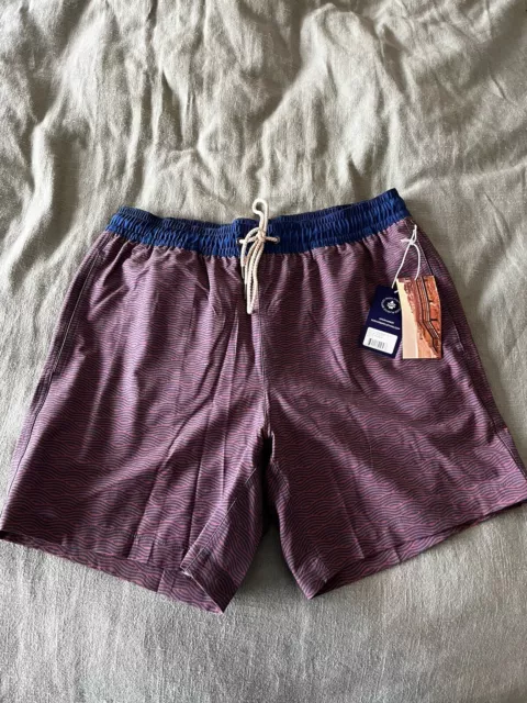 Fair Harbor Bayberry Swim Trunks Mens Xl Blue Waves 7"in Lined Shorts NEW