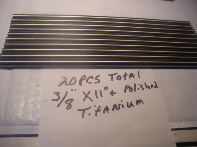 3/8" Diameter Titanium Rod 20 Pcs. 11"+ Long 6 Al-4Veli Grade 23 Medical Grade