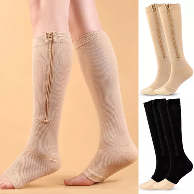 Femmes Hommes Zip Sox Compression Chaussettes À Bout Ouvert Bas De Soutien 《 3