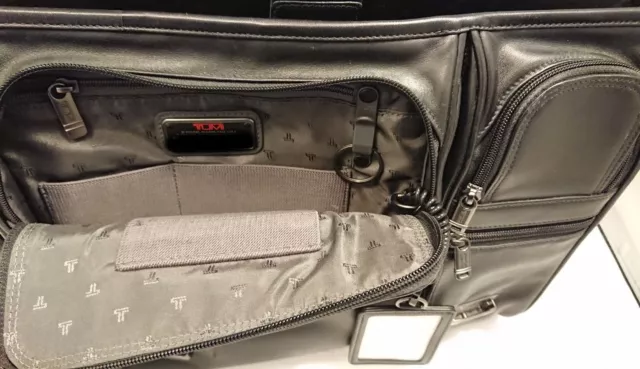 TUMI Mens Leather Laptop Briefcase Work Travel Brief BLACK Used Alpha Crossbody 4