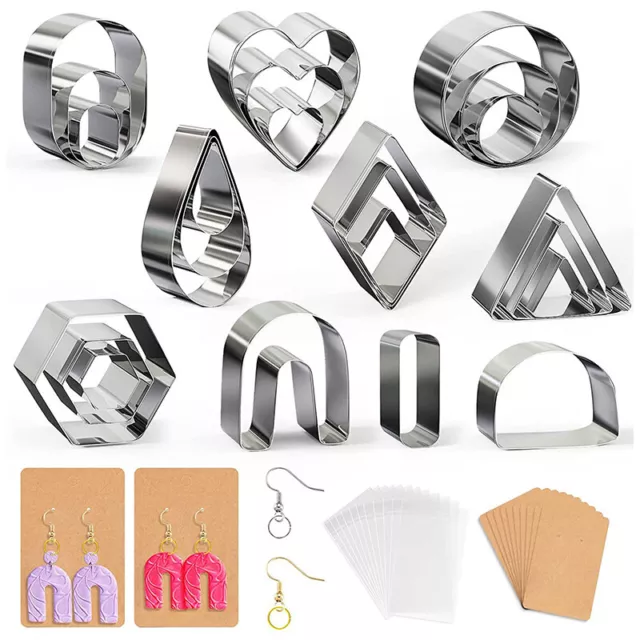 124Pcs Polymer Clay Cutters Set Clay Earring Cutters with Earring Cards and H'AW