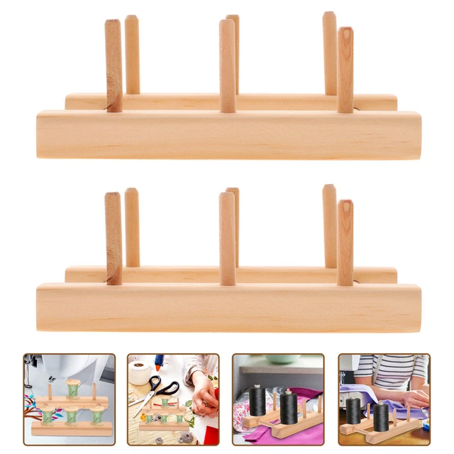 2 piezas Hilo de coser Soporte de madera Bordado Hilo Tazones de ganchillo