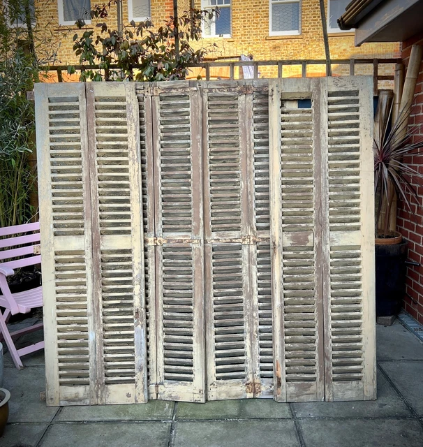 ANTIQUE FRENCH CHÂTEAU SHUTTERS. 4 HINGED PAIRS. ARCHITECTURAL SALVAGE.  19th c.