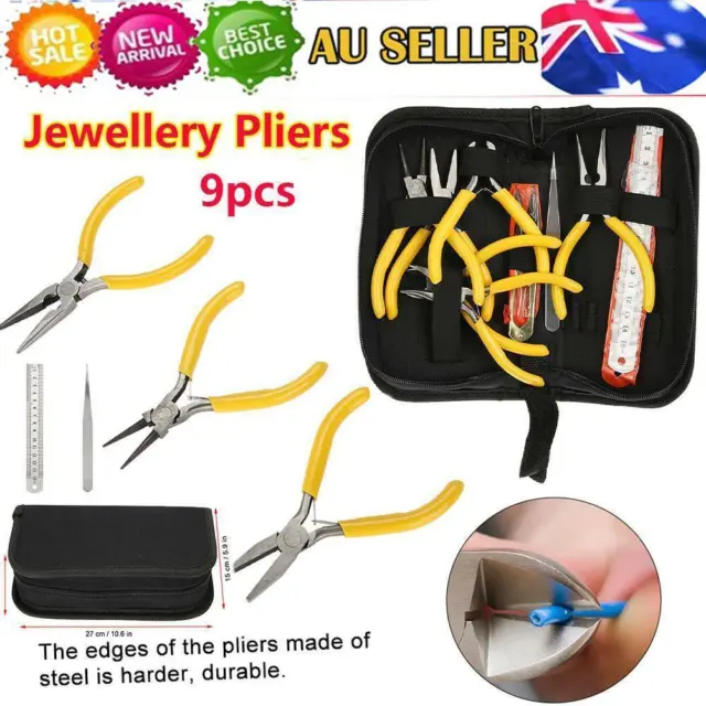 9PCS 5" Jewellery Making Beading Mini  Pliers Set DIY Cutting Tools Kit