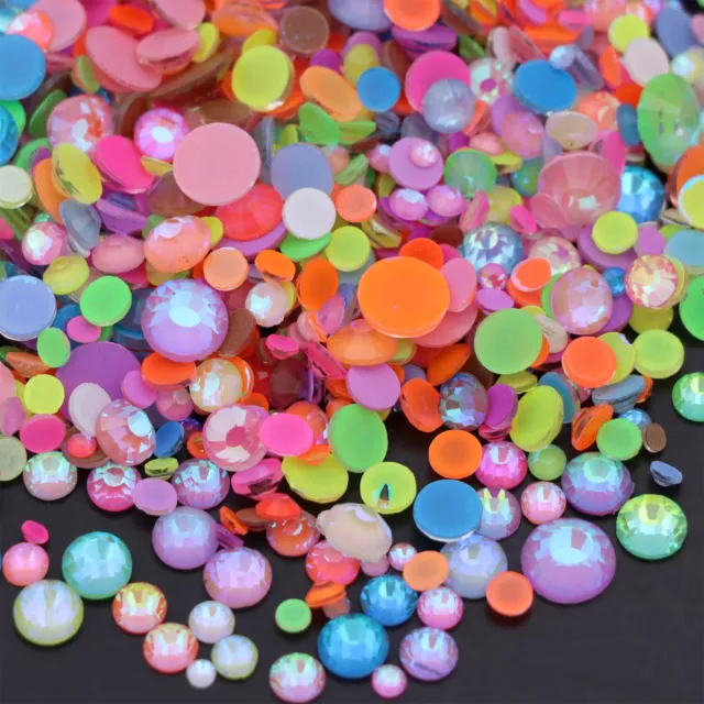 Neon Rhinestones Non Hotfix Flatback Stones Luminous Fluorescence Crystals