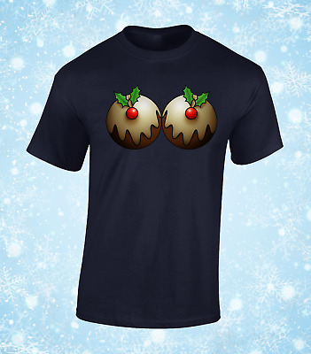 Christmas Puddings Mens T Shirt Tee Boobs Ti*S  Joke Funny Festive Xmas Design