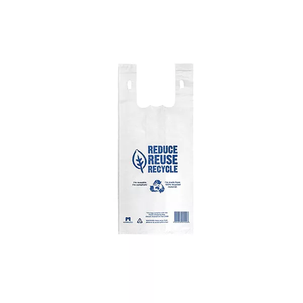 1000x Small Re-Usable Plastic Carry Bag White 400x175x125mm Bags Recyclable