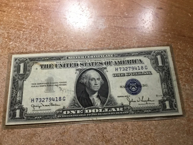 1935-D SILVER CERTIFICATE-$1 Bill-Blue Seal-Uncirculated-418 G