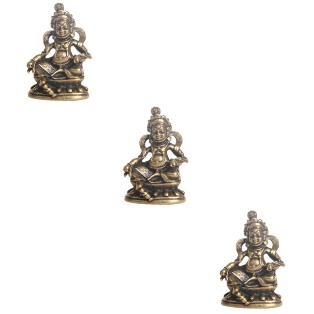 Set 3 Brass Buddha Statue Ornament Wealth Ornament Desktop Bronze Huang Caishen