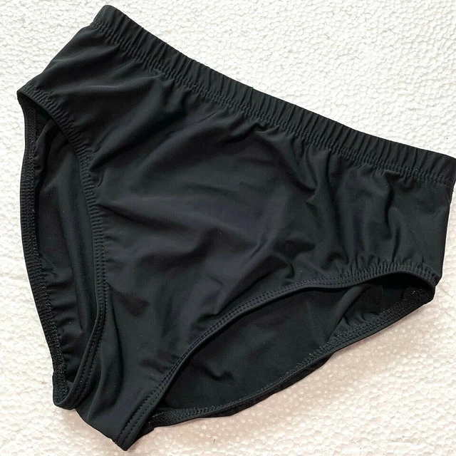 10 Lands End Bikini Slender Shaper Fabric Swim Briefs Black Womens Unlined