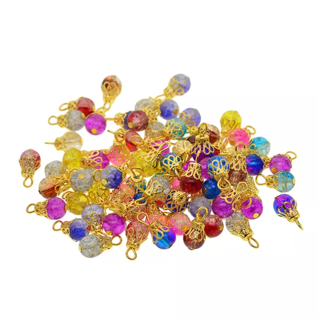 50 farbige Charms Glasperlen Anhänger DIY Halskette Fundstücke Schmuck