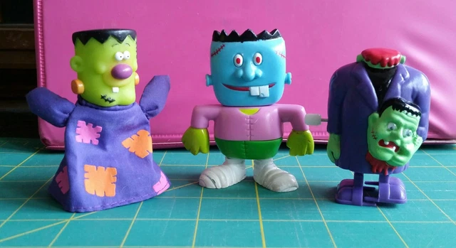 3 VTG Silly not Scary HALLOWEEN FRANKENSTEIN Monster Toys each is Different
