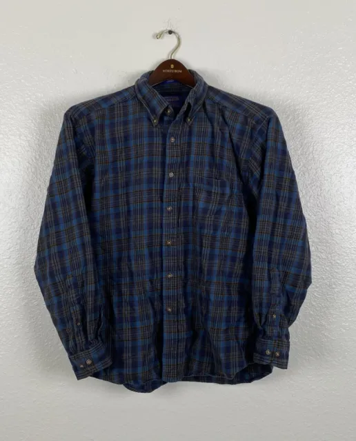 Pendleton Tartan Shirt Multicolor Blue Made In USA Size Medium