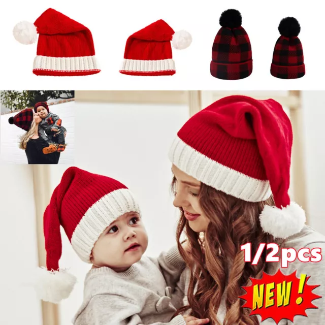 1/2x Strickmütze Weihnachten Baby Erwachsene Weihnachten Fancy Kleid Kostüm