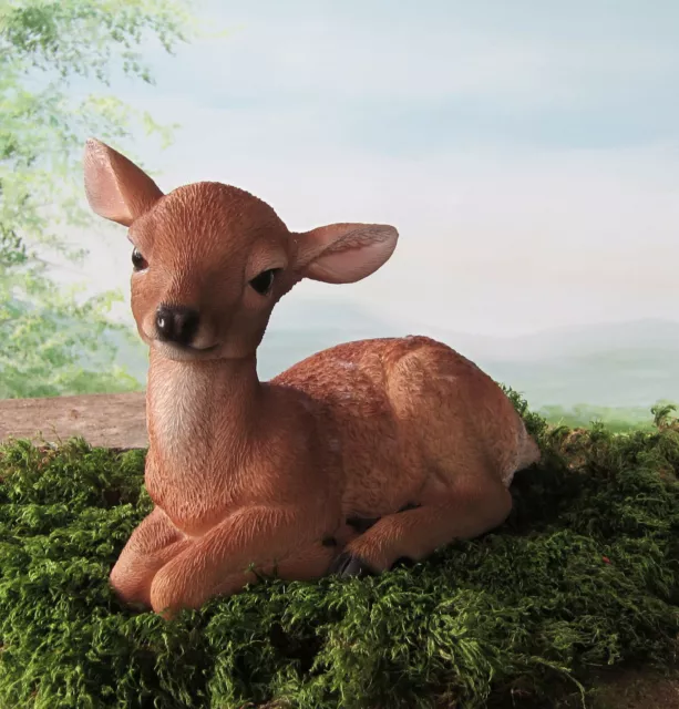 Liegendes Reh Rehkitz Bambi Wald Tier Deko Gartenfigur natürlich Hotant liegend