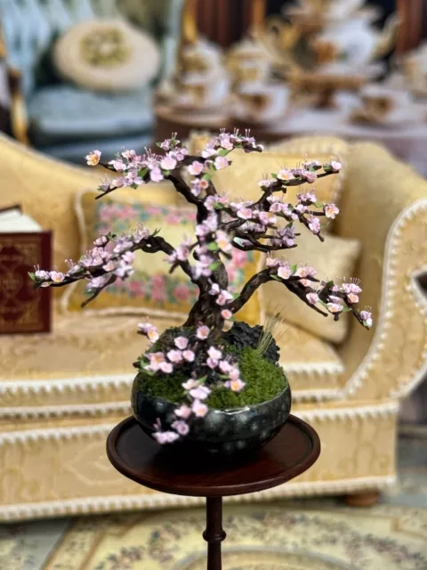 RARA Casa de Muñecas Artesana en Miniatura Carol Wagner Cerezo Flor Árbol Bonsái Nuevo