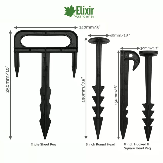 Plastic Ground Cover/Weed Membrane Garden Pegs | 6", 8", Hooked Peg & Triple Peg