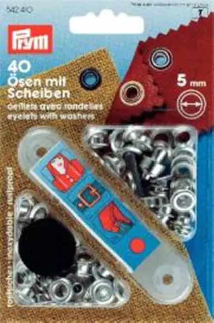 Prym Ösen mit Scheibe 5mm brüniert; goldfarbig; silberfarbig