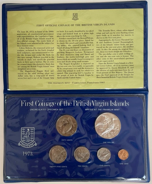 First Coinage of British Virgin Islands 1973 Unc. Specimen Set