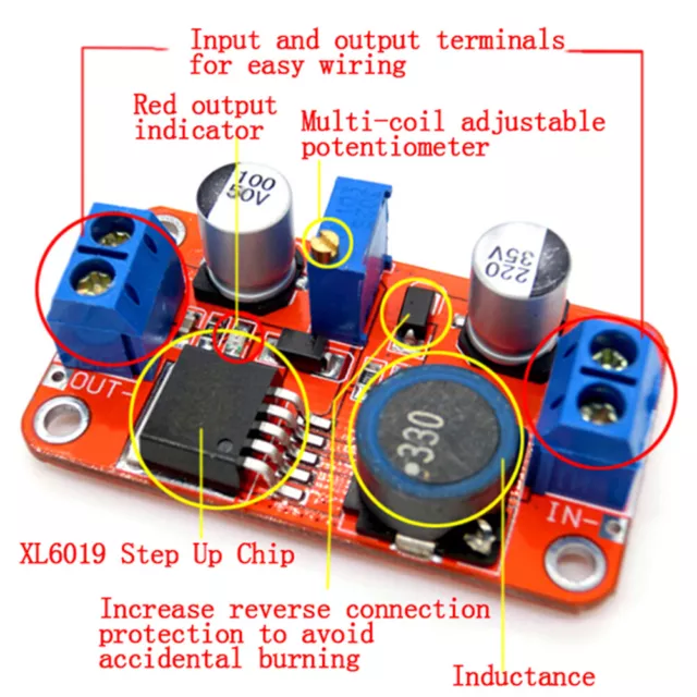 5A DC-DC STEP up power module boost volt converter 3.3V-35V to 5V 6V 9V ...
