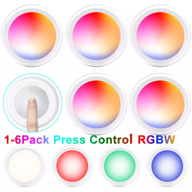 LED Puck Light Wireless Press Control RGBW Color Changing Under Cabinet Light