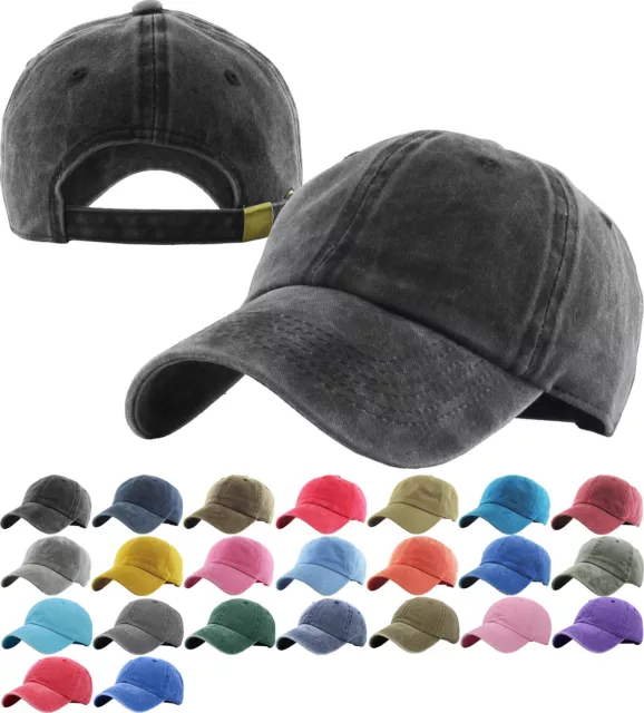 Pigment Washed Cotton Cap Baseball Caps Hat Adjustable Polo Style Plain Solid