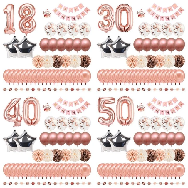 Pellicole palloncino oro rosa ogni buon compleanno striscione festa accessori donna