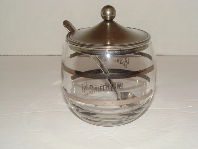 Sweet 'N Low Glass Sugar Bowl With Lid And Spoon Vintage