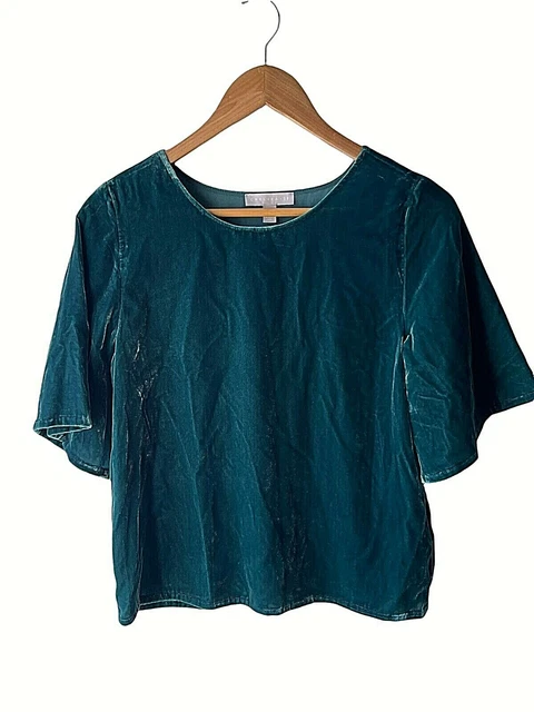 CHELSEA 28 SIZE S Green Short Angel Sleeve Velvet Top New 55.11
