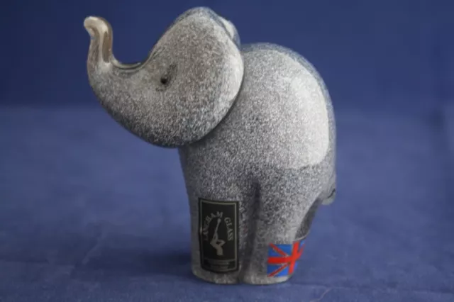 Langham Glass Crystal Hand Made Small Grey Elephant Figure Brand New / Boxed
