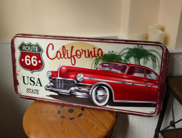 Metallschild Blechschild USA Oldtimer Route 66 Cadillac Fleetwood 100x47cm retro 3