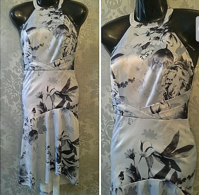 LIPSY VIP SIZE 10 Tori Floral Mono Satin Halterneck Dress Rrp 120 Bnwt 24.00 PicClick UK