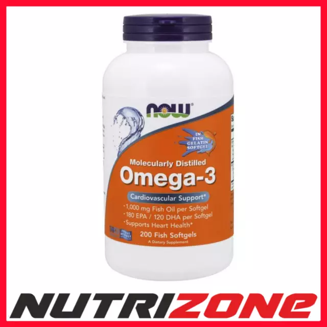 NOW Foods Omega-3 Molecularly Distilled EPA DHA Fatty Acids - 200 fish softgels