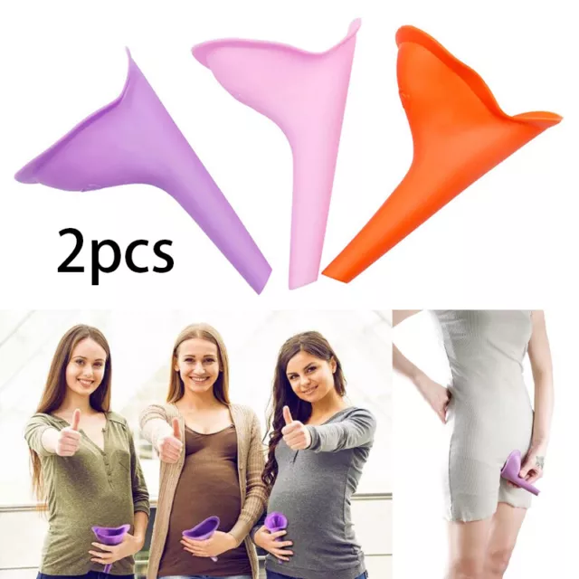Portable Female Woman Ladies She Urinal Urine Wee Funnel Camping Travel Loo -2pc