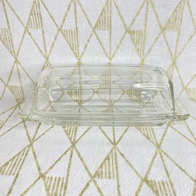 Vintage Corning Pyrex Clear Glass Covered Butter Dish Top & Base 72-B ( NY USA )