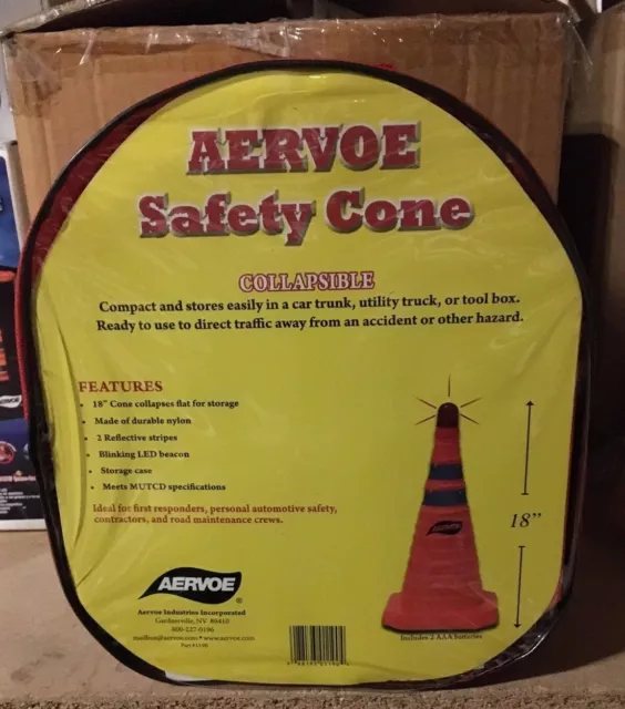 AERVOE 18" Collapsible Safety Cone w/ Red LED Light (1190)
