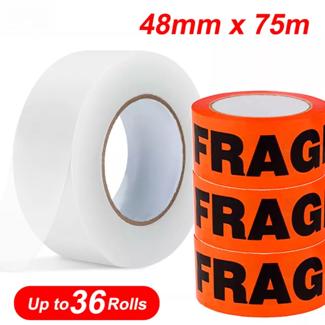 Packing Tape Fragile Warning Clear Packaging Sealing Tape Sticker 75M Heavyduty