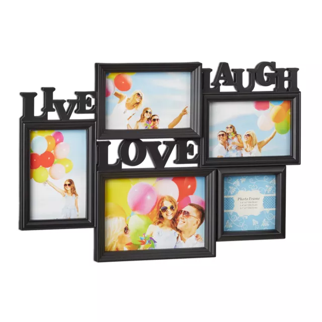 Marco de fotos múltiple 5, Live Love Laugh, Collage personalizado, Para pared
