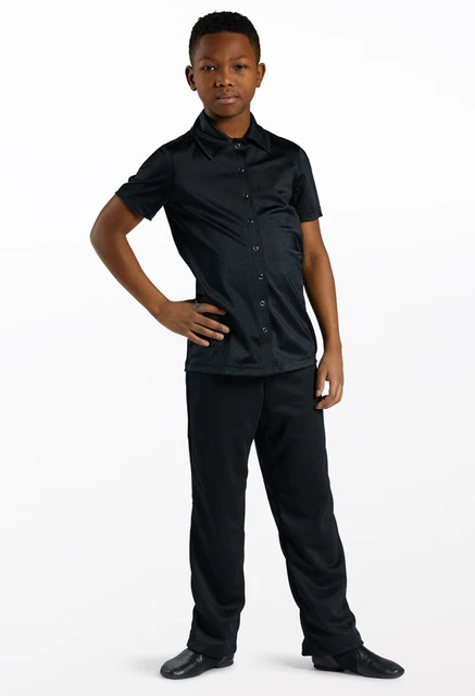 Boys Dance Recital Costume Black Collar Shirt Size IC 7/8