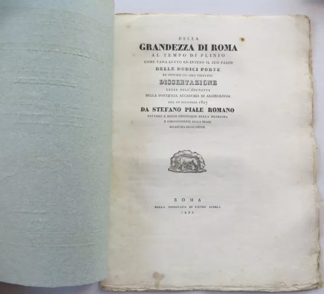 1833 Stefano Piale Della Grandezza Di Roma Al Tempo D Plinio Archeologia Romana