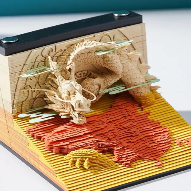 Prosperous Huaxia Papierskulptur Notizblock 3D-Drachen-Kunstwerk Notiz-Kunst; 2
