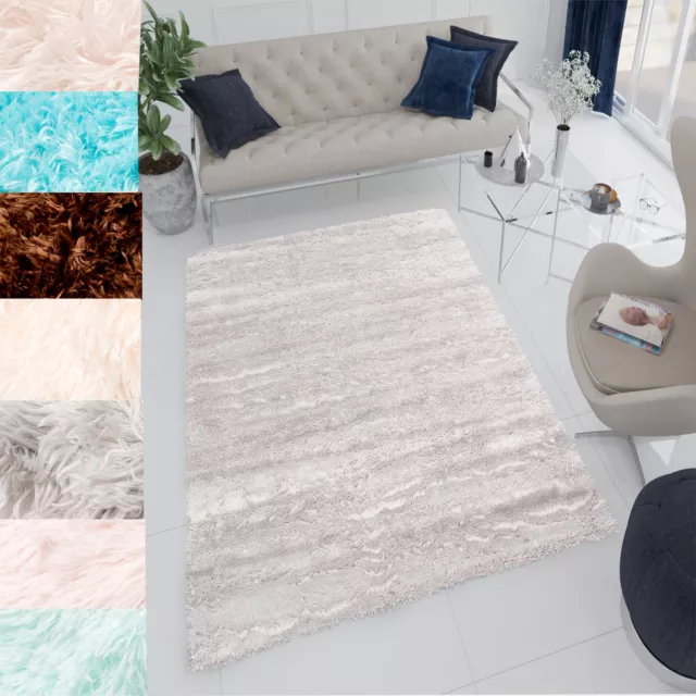 Tapis de Salon Chambre Antiglisse Moderne Unicolore Poil Epais Moelleux Shaggy