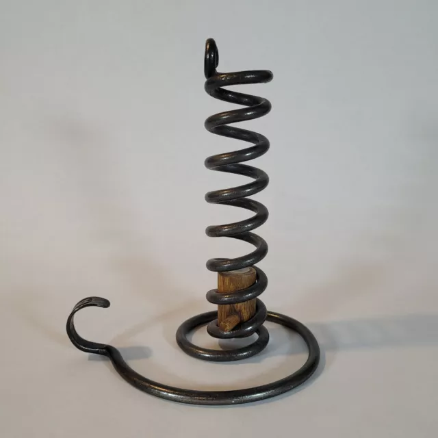 Hand Wrought Cast iron Spiral Adjustable Candlestick Courting Candle