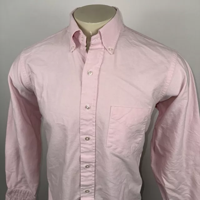 VINTAGE OXFORD SHIRT Dress USA Union Made Pink Cotton 60s Madmen XL ...