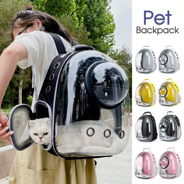 Cat Dog Breathable Pet Carrier Bag Outdoor Travel Transparent Space Backpack AU